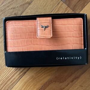 Relativity Orange Wallet with Dragonfly Accent